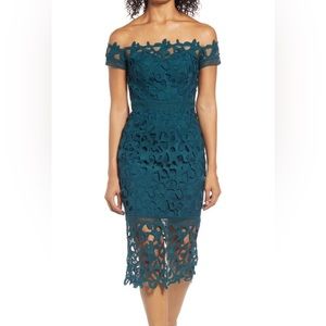Chi Chi London Anna Lace Off the Shoulder Sheath Dress. Worn one time